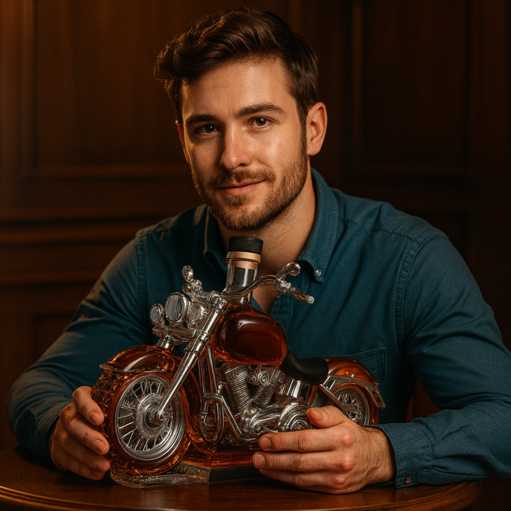 Karafka Whisky Motocykl Szklana Dekoracja Barowa