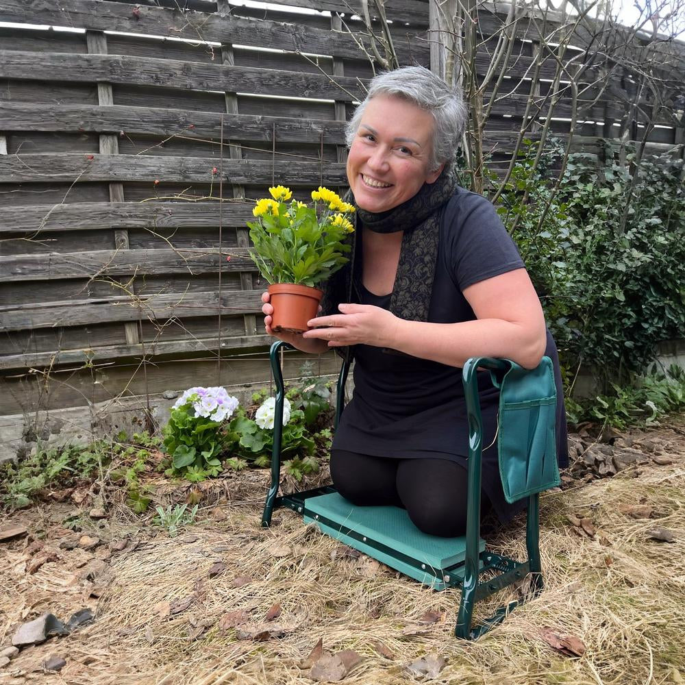 Klęcznik Ogrodowy Siedzisko Składane Stalowe Prace Ogrodowe