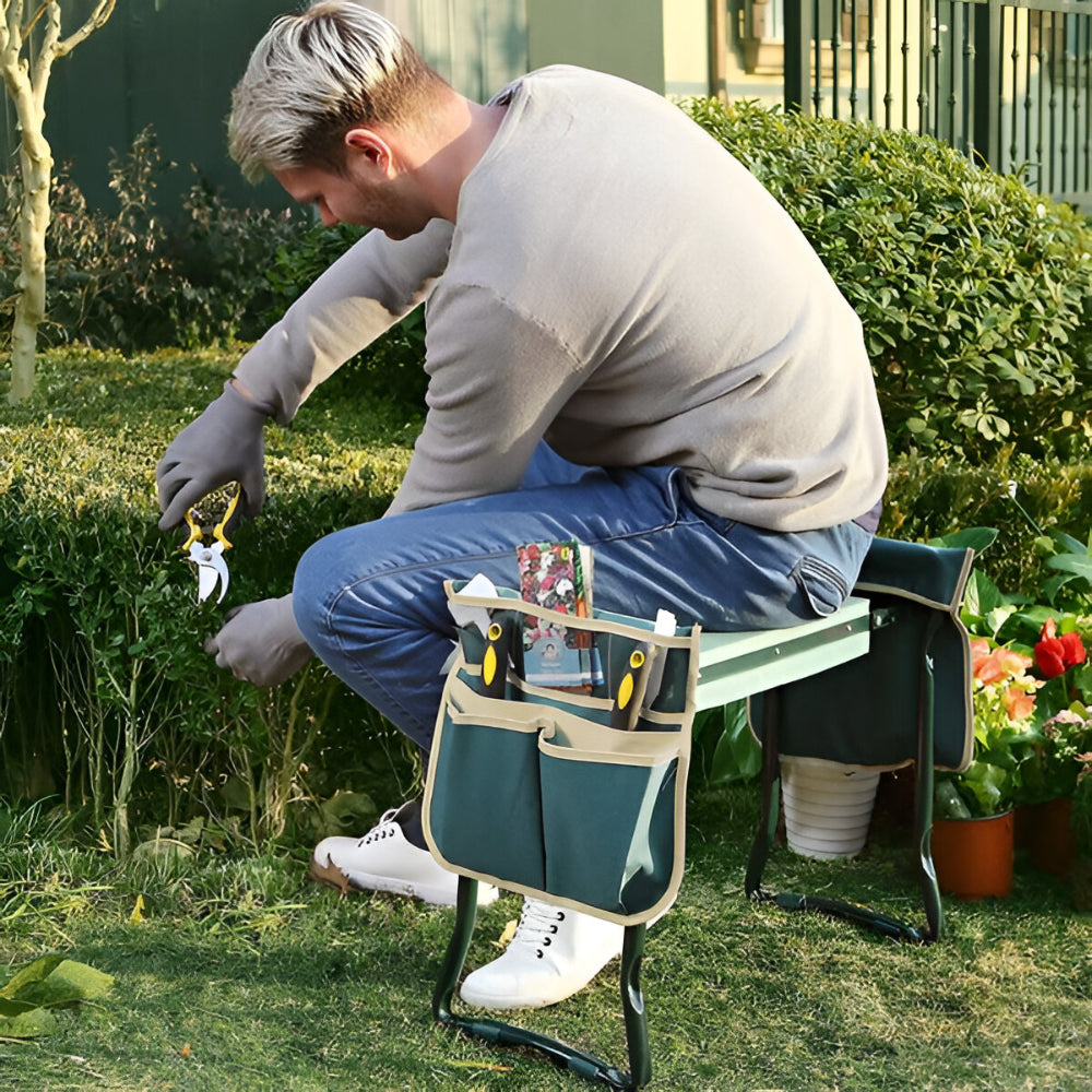 Klęcznik Ogrodowy Siedzisko Składane Stalowe Prace Ogrodowe