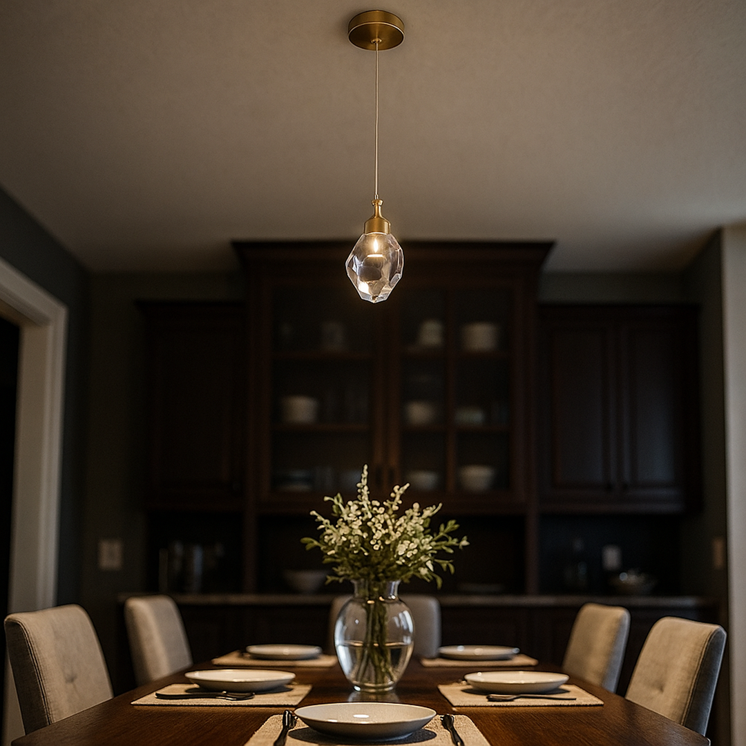 Kryształowo-Żelazna Lampa Wisząca LED | Oprawa Świetlna Kryształowo-Metalowa