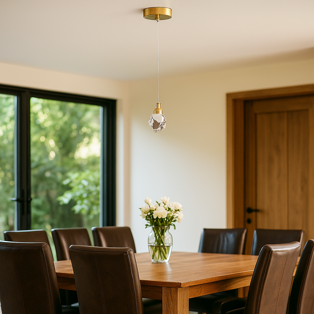 Kryształowo-Żelazna Lampa Wisząca LED | Oprawa Świetlna Kryształowo-Metalowa