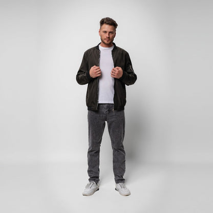 Kurtka Męska Bomberka Przejściowa Styl Miejski Zamek