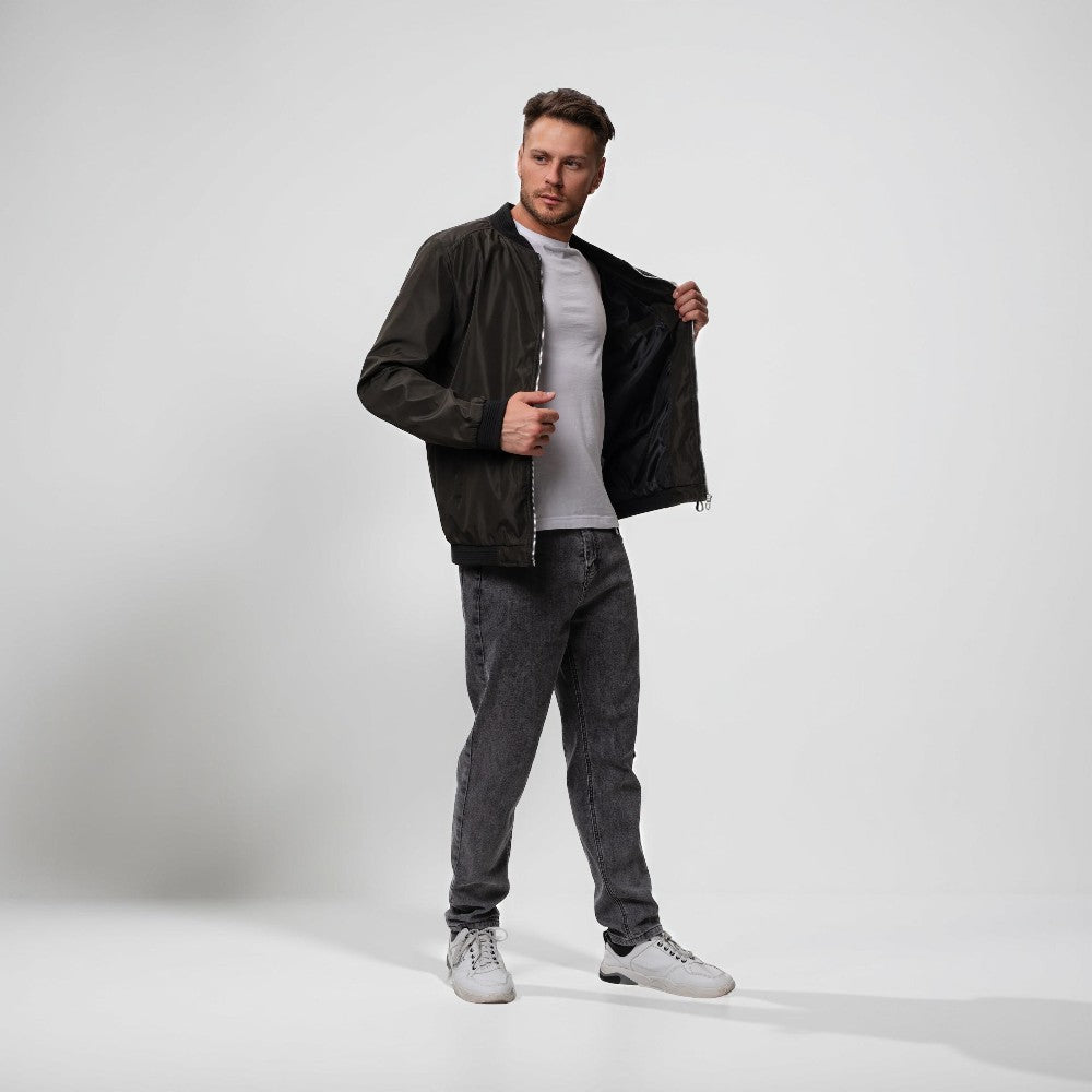 Kurtka Męska Bomberka Przejściowa Styl Miejski Zamek