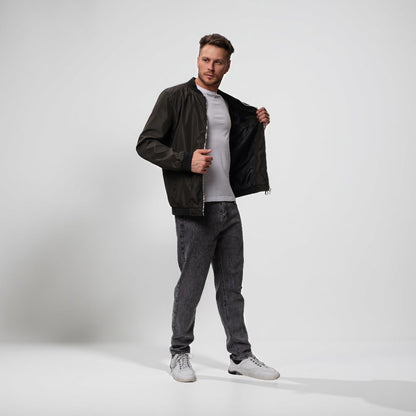 Kurtka Męska Bomberka Przejściowa Styl Miejski Zamek