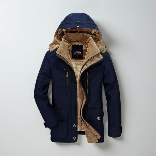 Kurtka Zimowa Męska Parka Odpinany Kaptur Styl Miejski