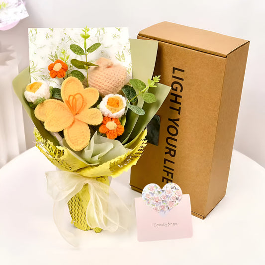 Kwiaty Tulipany Szydełkowe Bukiet Dekoracyjny Prezent