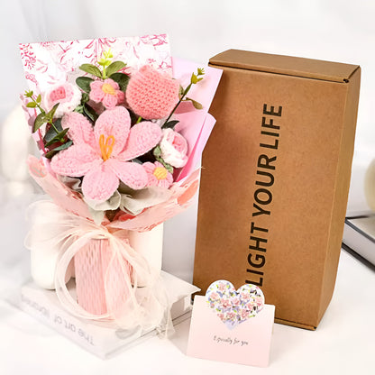 Kwiaty Tulipany Szydełkowe Bukiet Dekoracyjny Prezent