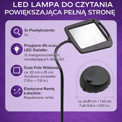 LED Floor Lamp with Magnifying Glass for Reading