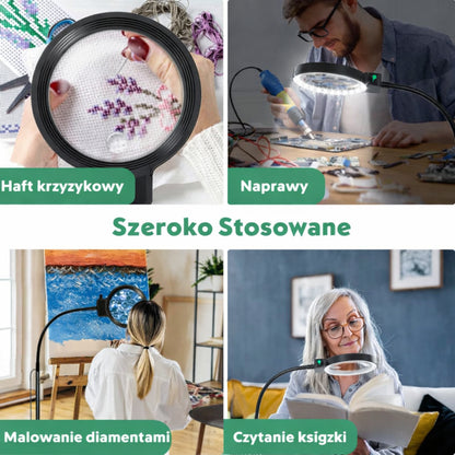 Floor Magnifying Lamp Adjustable Lighting Flexible Arm