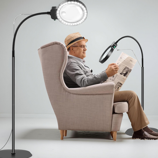 Floor Magnifying Lamp Adjustable Lighting Flexible Arm