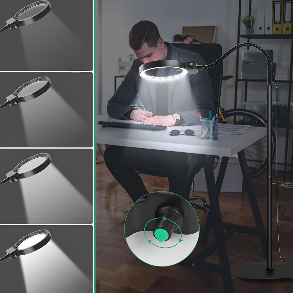 Floor Magnifying Lamp Adjustable Lighting Flexible Arm
