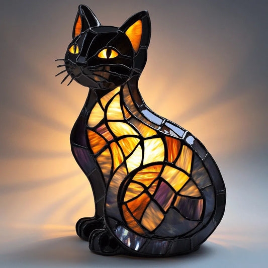 Glass Decorative Night Lamp Cat Mood Light