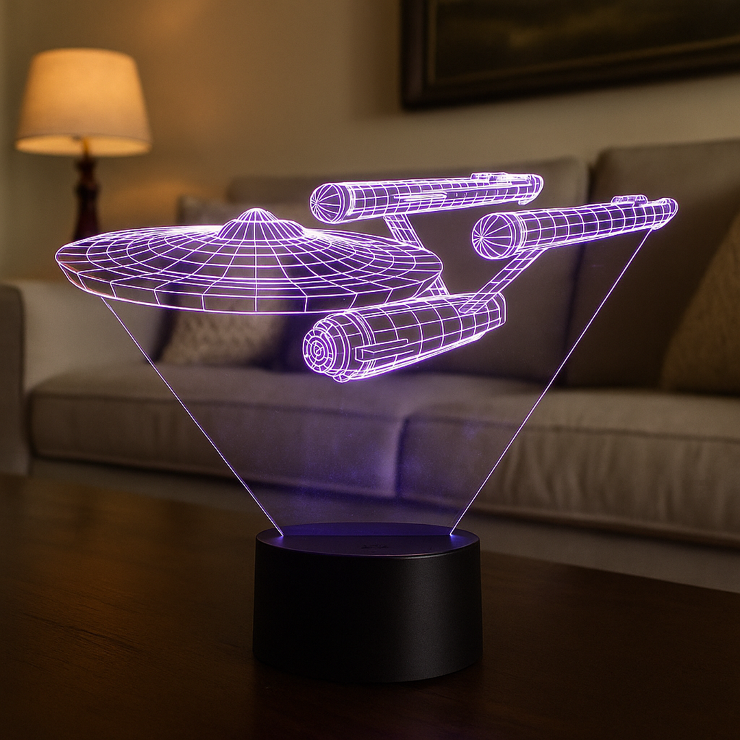 Lampa Stołowa 3D Statek Kosmiczny | Wielokolorowe Światło LED