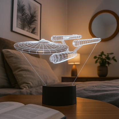 Lampa Stołowa 3D Statek Kosmiczny | Wielokolorowe Światło LED