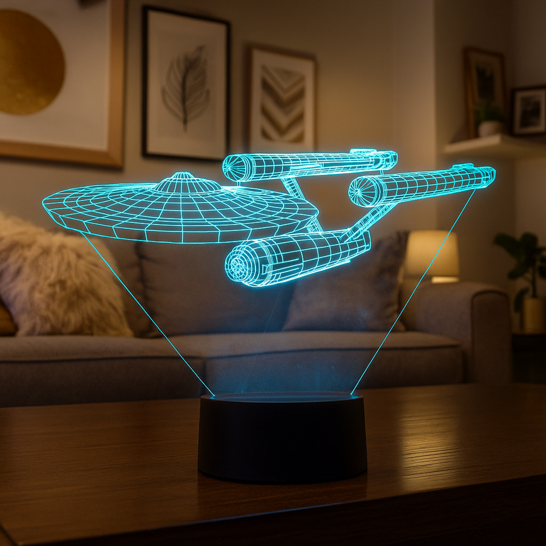 Lampa Stołowa 3D Statek Kosmiczny | Wielokolorowe Światło LED