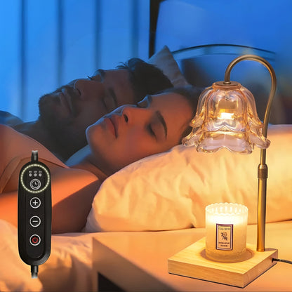 Table Lamp Electric Candle Warmer Wood Glass