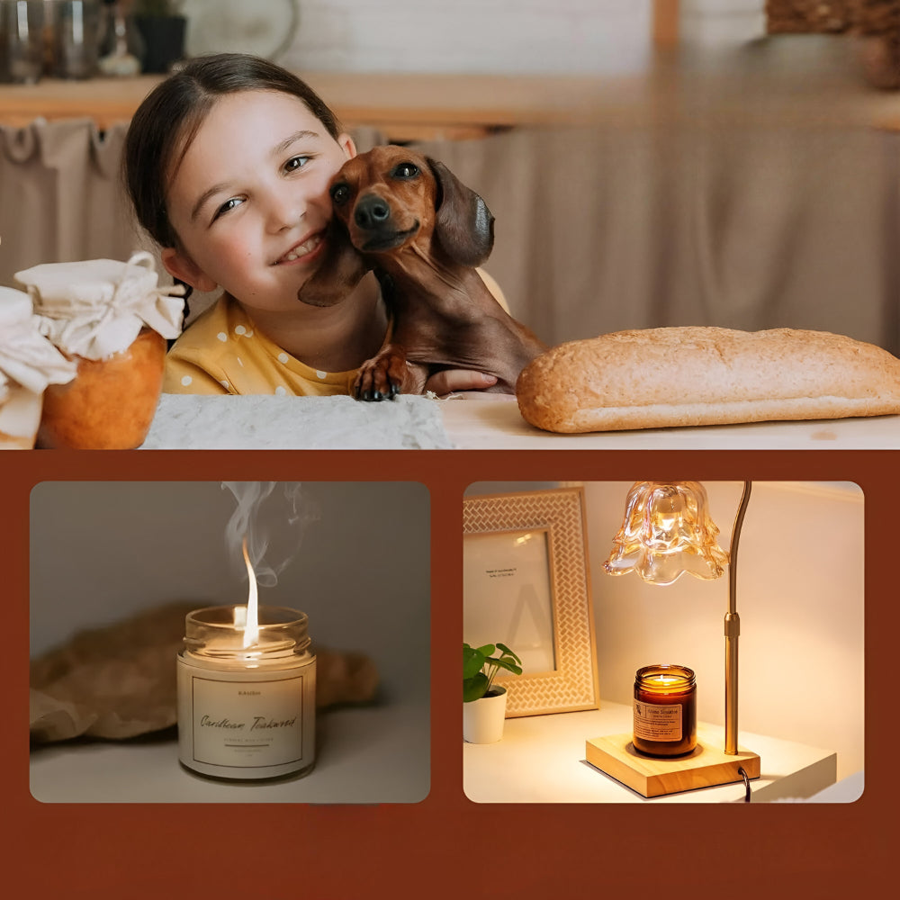 Table Lamp Electric Candle Warmer Wood Glass