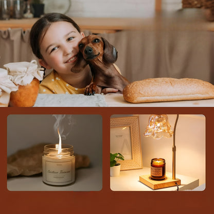 Table Lamp Electric Candle Warmer Wood Glass