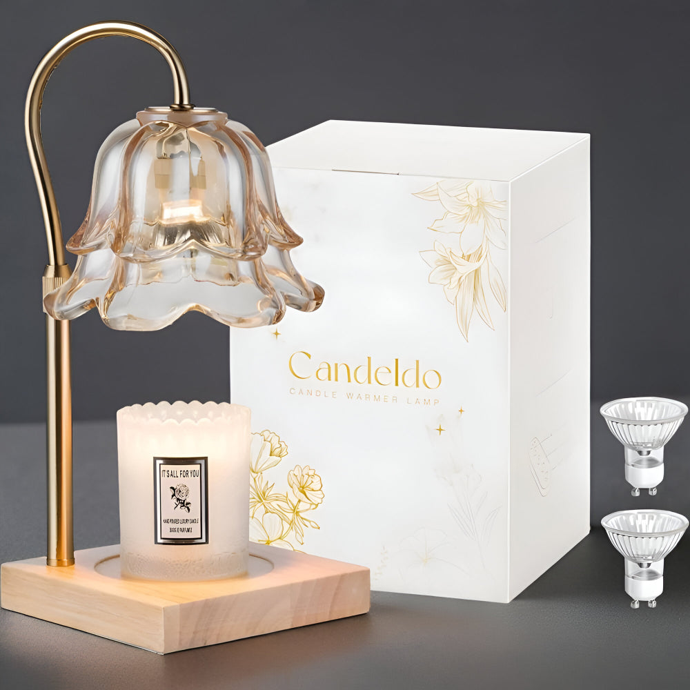 Table Lamp Electric Candle Warmer Wood Glass