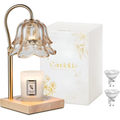 Table Lamp Electric Candle Warmer Wood Glass