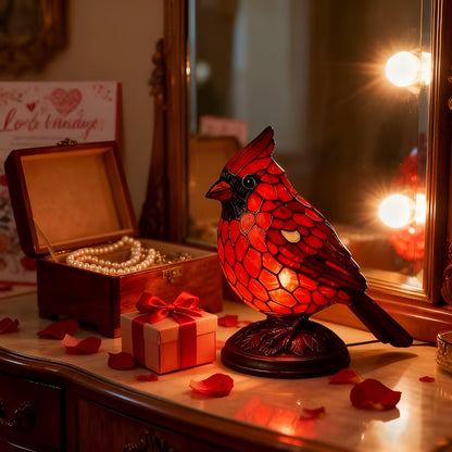 Table Lamp Bird Mosaic LED Decorative Red