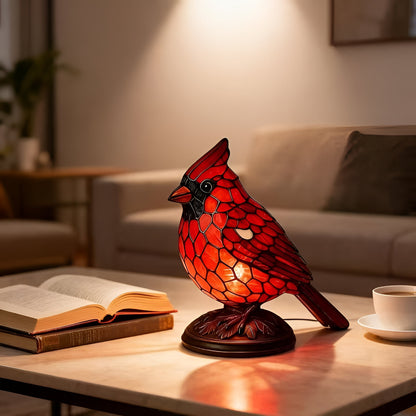Table Lamp Bird Mosaic LED Decorative Red
