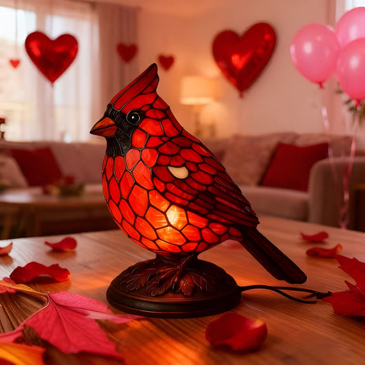 Table Lamp Bird Mosaic LED Decorative Red