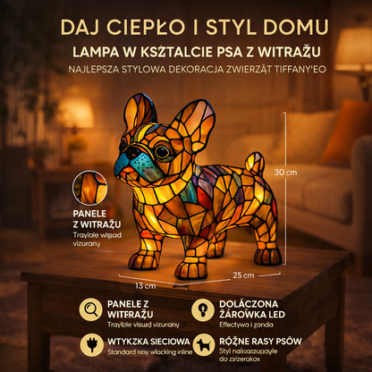 Stained Glass Table Lamp Dog Interior Decoration
