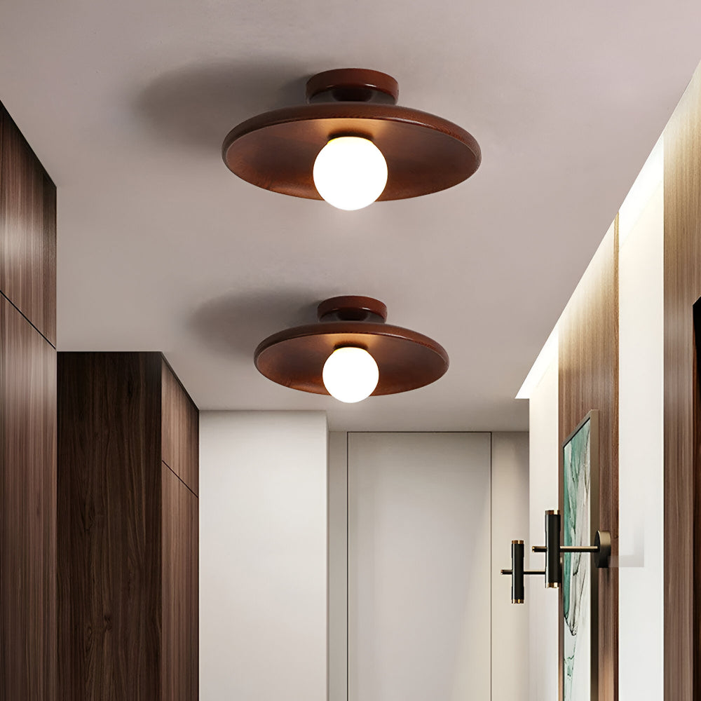 Wooden Round Ceiling Lamp Minimalist Hallway