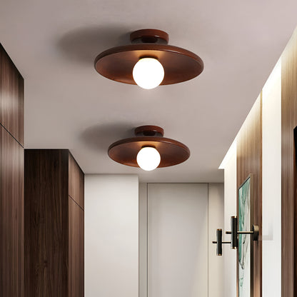 Wooden Round Ceiling Lamp Minimalist Hallway