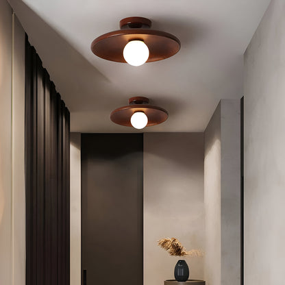 Wooden Round Ceiling Lamp Minimalist Hallway