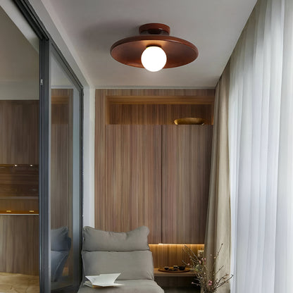 Wooden Round Ceiling Lamp Minimalist Hallway