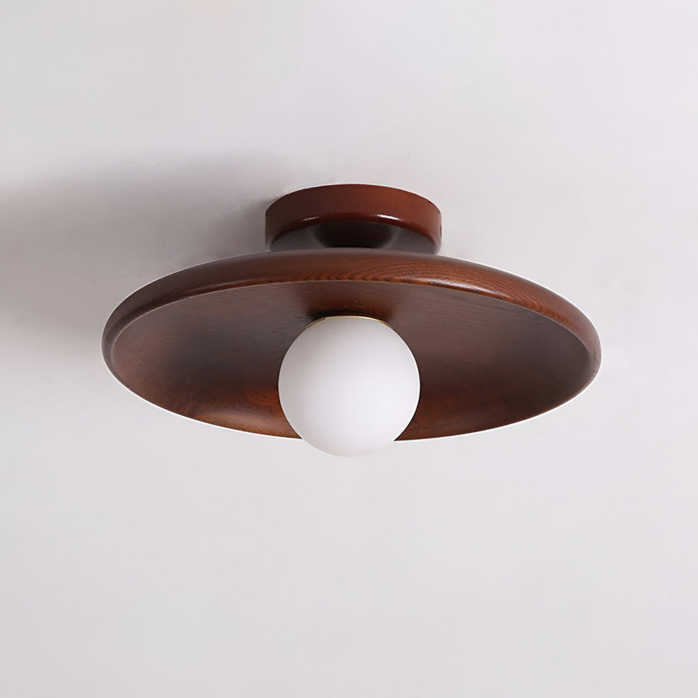 Wooden Round Ceiling Lamp Minimalist Hallway