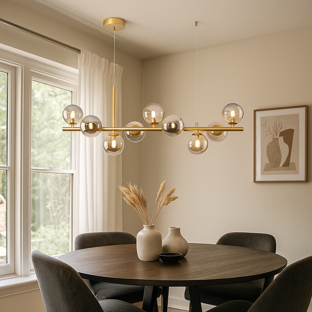 Lampa Wisząca Szkło I Żelazo | Regulowana Wysokość