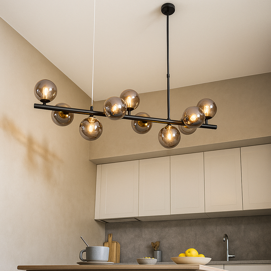 Lampa Wisząca Szkło I Żelazo | Regulowana Wysokość