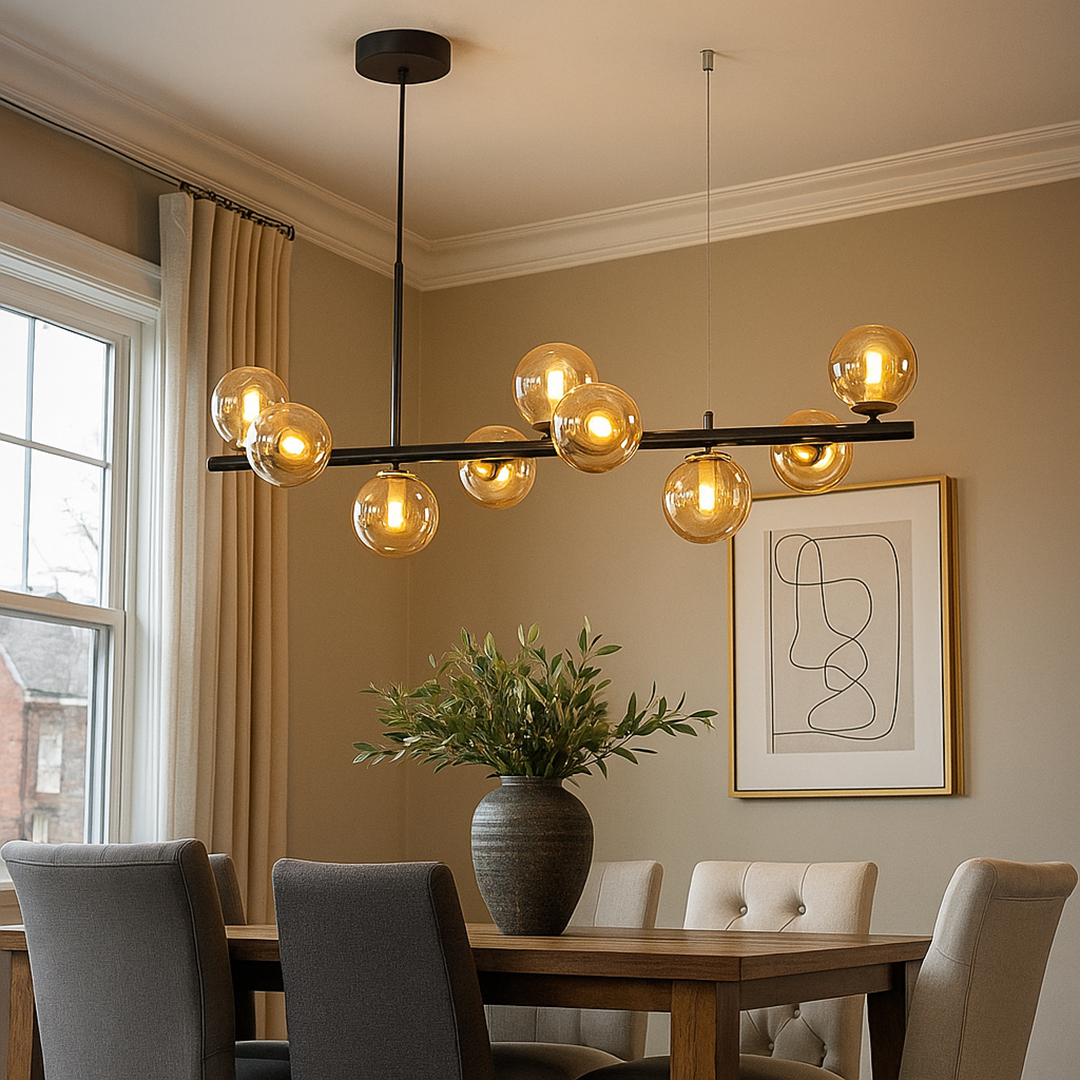 Lampa Wisząca Szkło I Żelazo | Regulowana Wysokość