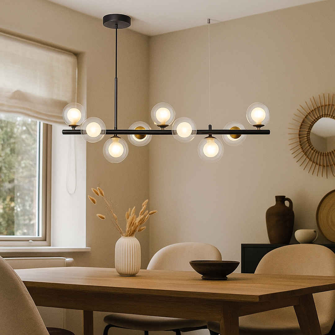 Lampa Wisząca Szkło I Żelazo | Regulowana Wysokość