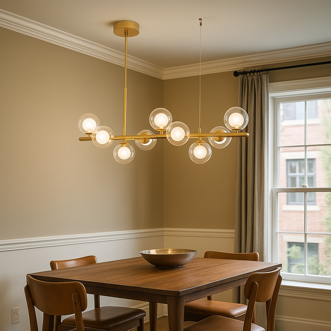 Lampa Wisząca Szkło I Żelazo | Regulowana Wysokość