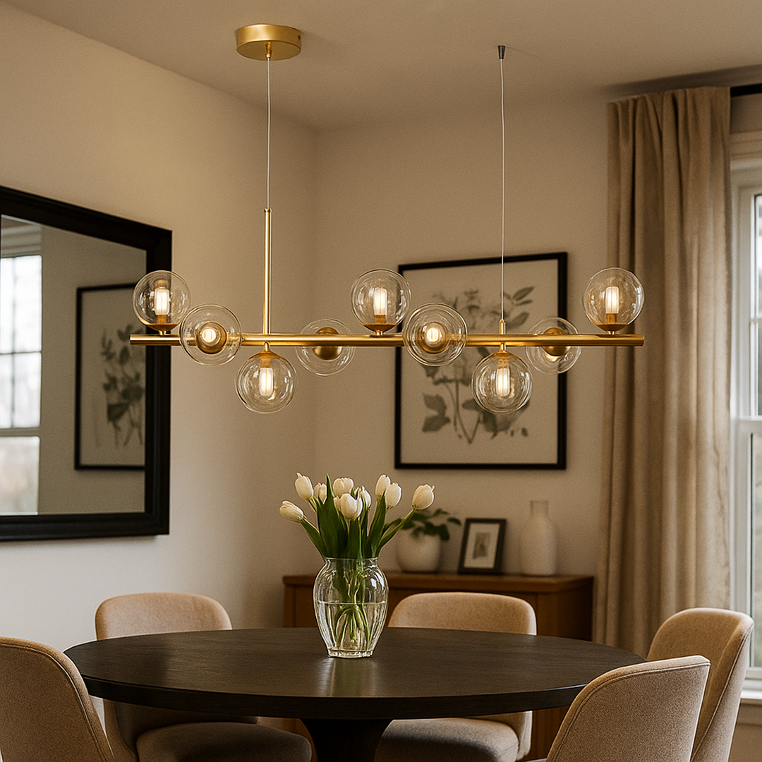 Lampa Wisząca Szkło I Żelazo | Regulowana Wysokość