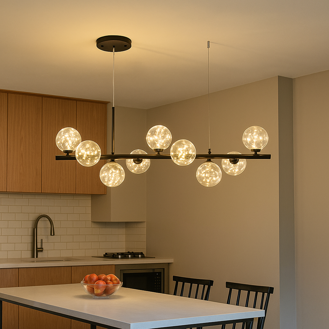 Lampa Wisząca Szkło I Żelazo | Regulowana Wysokość