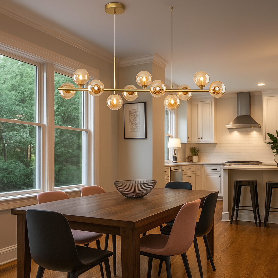 Lampa Wisząca Szkło I Żelazo | Regulowana Wysokość