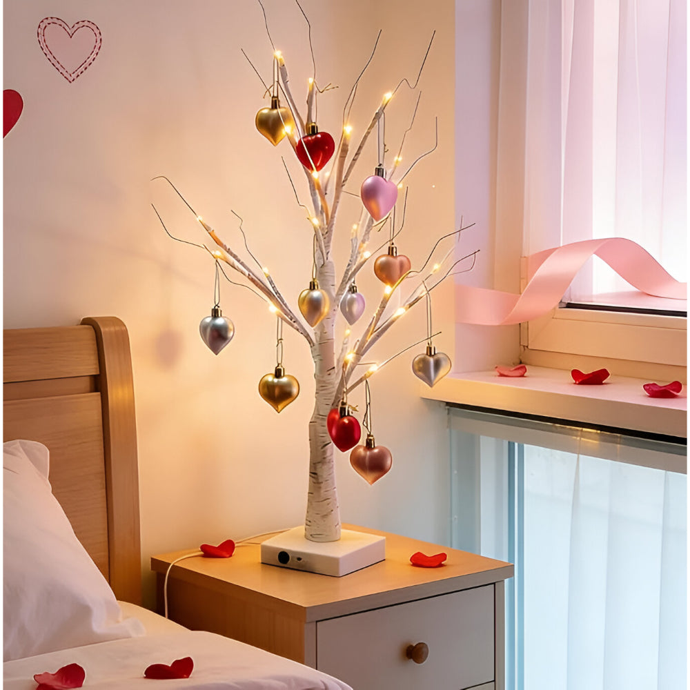 Decorative Lamp Tree of Light Heart Motif Interior