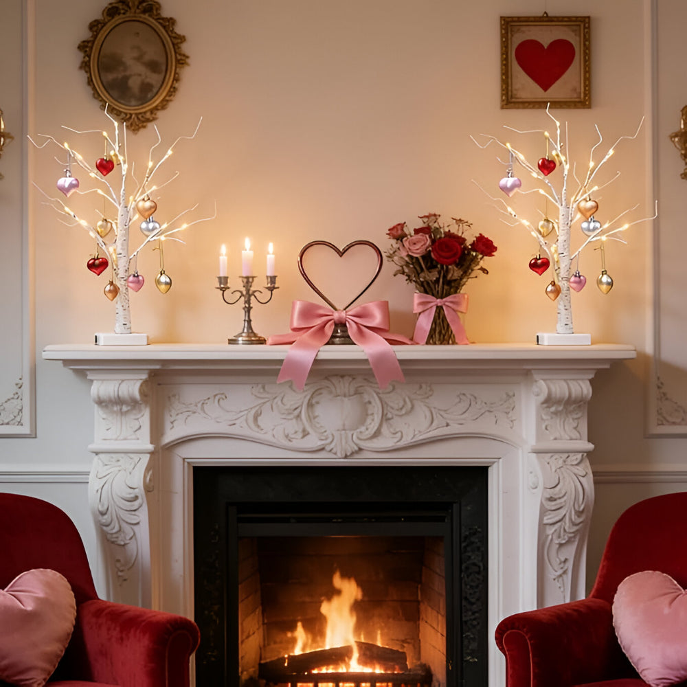 Decorative Lamp Tree of Light Heart Motif Interior