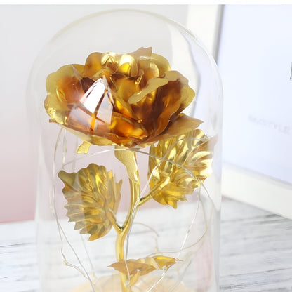 LED Rose Decorative Lamp Glass Base Wooden