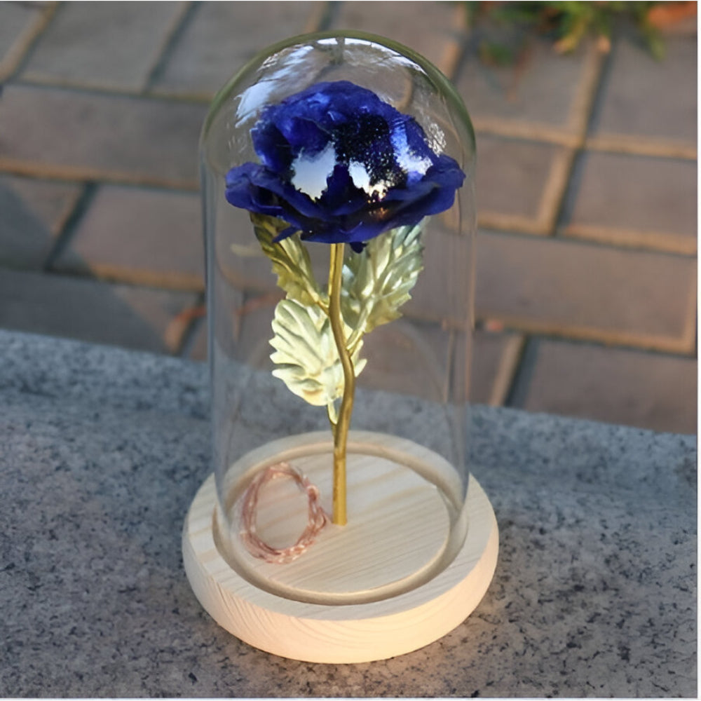LED Rose Decorative Lamp Glass Base Wooden