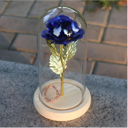 LED Rose Decorative Lamp Glass Base Wooden
