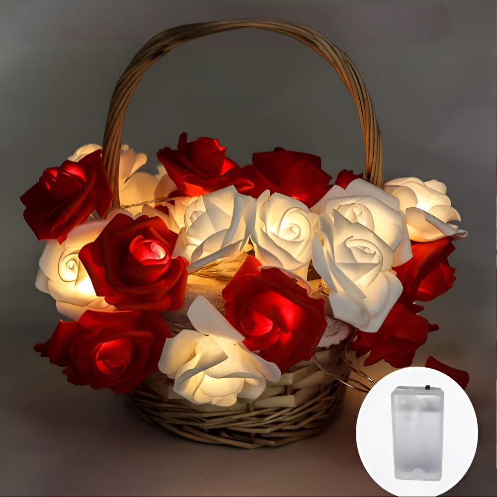 LED Lights Roses Decorative Garland Battery-Powered
