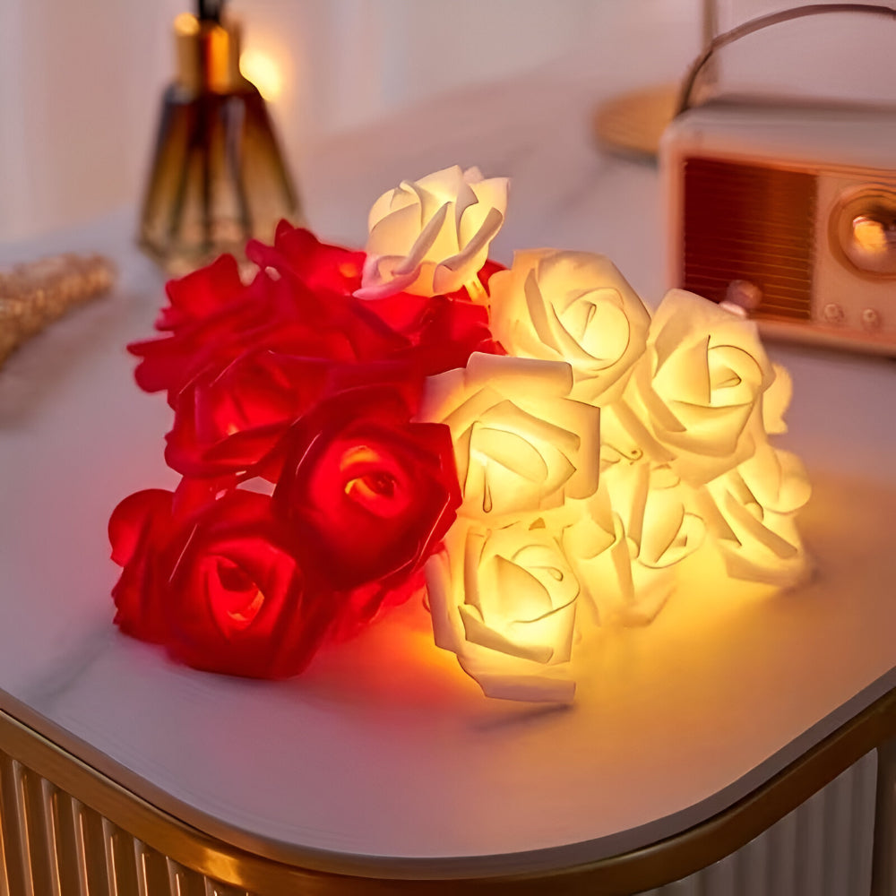 LED Lights Roses Decorative Garland Battery-Powered