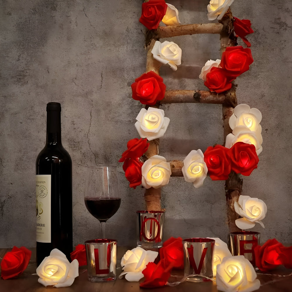 LED Lights Roses Decorative Garland Battery-Powered