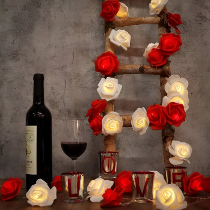 LED Lights Roses Decorative Garland Battery-Powered